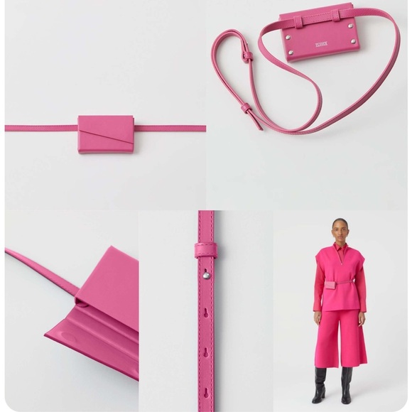 CLOSED Pink Raspberry Belt Bag Cowhide Leather Crossbody Made in Portugal